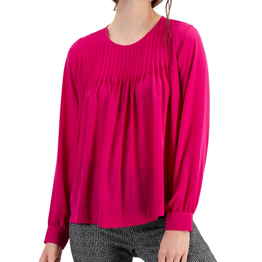 Alfani Vibrant Pink Pleated Blouse